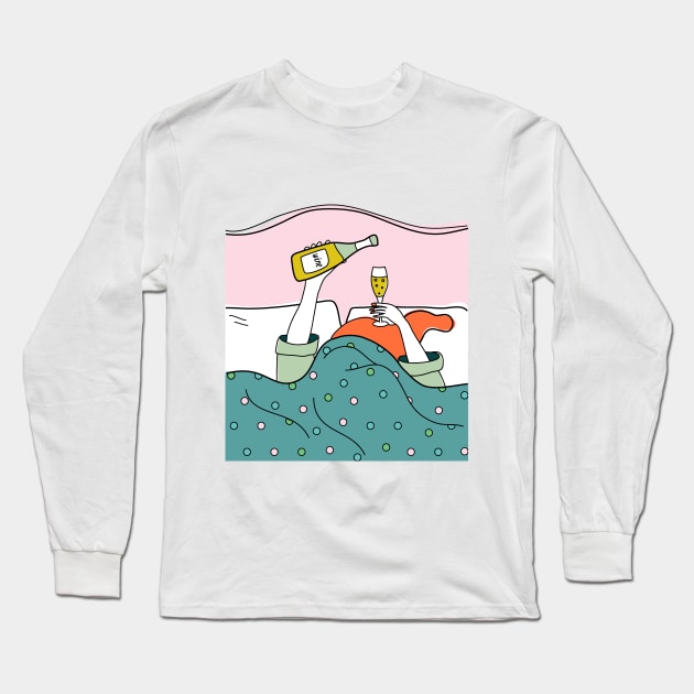 Woman and champagne Long Sleeve T-Shirt by DanielK